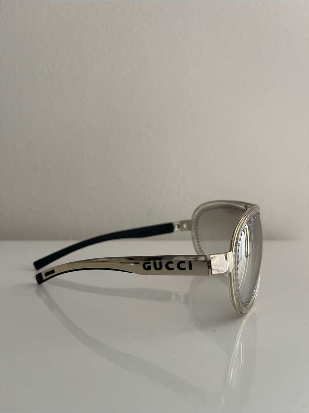 Gucci Clear Crystal Aviator Sunglasses - Picture 5 of 7